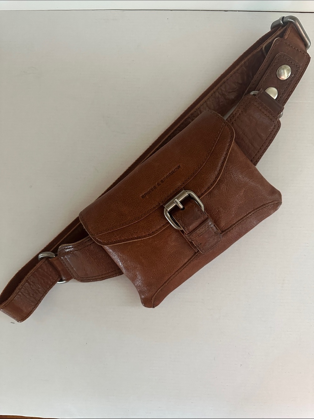 Spikes and Sparrow Leather Belt Bag with Buckle Closure